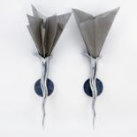 Pair of Scapin Polished Aluminum Wall Sconces. Signed. Measures 17-1/2" H. Shipping $78.00 (estimat