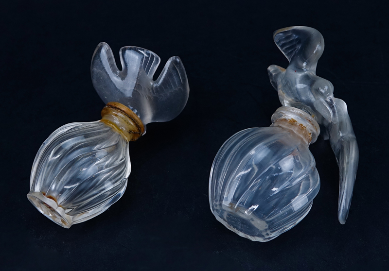 Two (2) Lalique for Nina Ricci L'air du Temps Perfume Bottles. Each signed appropriately. One stopp - Image 2 of 3