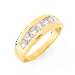 Man's Vintage Approx. 1.95 Carat Square Cut Diamond and 14 Karat Yellow Gold Ring. Unsigned. Very g