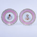 Pair of 19/20th Century Sevres Porcelain Chateau de Tuileries Rose Pompadour and Gilt Hand painted