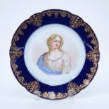 19/20th Century Sevres Portrait Plate. Painted with a bust-length portrait of Mme de Lavalliere. Co