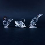 Three (3) Swarovski Crystal Bird Figurines in Original Boxes. Includes: Swan 1-5/8" , Rooster 1-7/8