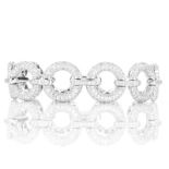 Approx. 6.01 Carat Pave Set Round Brilliant Cut Diamond and 14 Karat White Gold Bracelet. Stamped 5