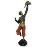 Large Art Deco style Patinated Bronze Sculpture, Dancer with Bird, Unsigned. Good condition. Measur