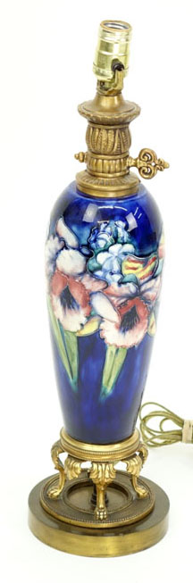 A Moorcroft Iris Pottery Vase Mounted as Lamp. Good condition. Overall measures 21-1/2" H. Shipping - Image 2 of 5