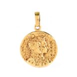 Vintage Salvador Dali 18 Karat Yellow Gold Pendant. Signed, stamped 18K. Very good condition. Measu