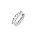 Approx. 4.25 Carat Baguette Cut Diamond and Platinum Eternity Band. Diamonds F-G color, VS clarity.