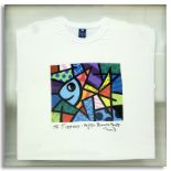 Framed Romero Britto T-Shirt, Hand Signed and Inscribed by the Artist. Good condition. Frame measur