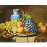 Alexander Stanesby, British (1832 - 1916) Watercolor on Paper, Still Life of Fruits on a Table Top,