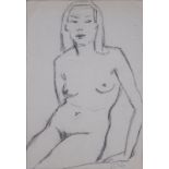 Jolanda Schiavi, Italian (1906-1976) Charcoal on paper "Female Nude Sketch". Signed lower right. To