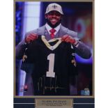 Framed and Hand Signed Mark Ingram NFL Draft Photo. Tristar COA label attached on obverse side. Goo