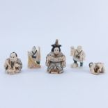 Collection of Five (5) Carved Japanese Ivory Netsuke. Some signed. Good conditio