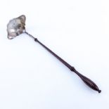 English Silver Punch Ladle. Turned wood handle. Signed with Hallmarks London 197