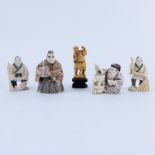 Collection of Five (5) Carved Japanese Ivory Netsuke. Some signed. Good conditio