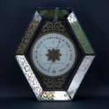 19th Century Reverse Painted Hexagonal Eglomisé Barometer. Some losses to case,