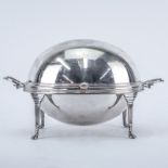 English Silver Plated Roll Top Dome Warmer. Marked. Wear. Measures 9" H. Shippin