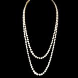 Antique Single Strand One Hundred Ninety Seven (197) Graduated White Pearl Neckl