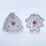 Grouping of Two (2) Herend Chinese Bouquet Porcelain Tableware. Includes: shell