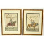 Pair Well Done Possibly 18th Century or Earlier German Watercolors On Paper "Ges