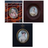 Collection Of Three (3) Finely Painted 18/19th Century Hand Painted Portrait Min