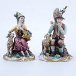 Two (2) Works Of Art Italy Porcelain Figurines. "Shepard & Shepardess". Signed.