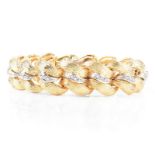 Vintage Italian 18 Karat Brushed Yellow Gold and .50 Carat Round Brilliant Cut Bracelet. Italian ha