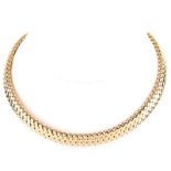 Tiffany & Co Circa 1997 18 Karat Yellow Gold Vannerie Basket Weave Choker Necklace. Signed, stamped
