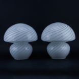 Pair of Mid Century Murano Mushroom Lamps. Maestri Murano Italy label attached to surface. Good con