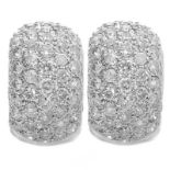 Approx. 2.60 Carat Pave Set Round Brilliant Cut Diamond and Platinum Huggie earrings. Diamonds G-I