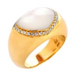 Pasquale Bruni Heart Shape Mother of Pearl, .22 Carat Round Brilliant Cut Diamond and Heavy 18 Kara