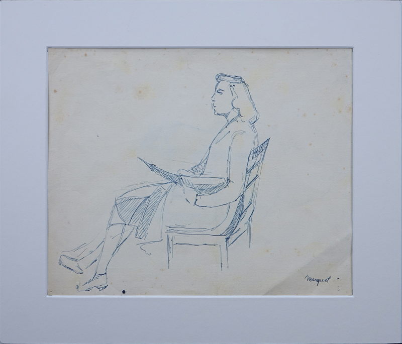 Attributed to: Albert Marquet, French (1875 - 1947) Ink on paper "Seated Woman", charcoal sketch en - Image 2 of 4