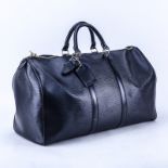 Louis Vuitton Black Epi Leather Keepall Travel Bag 50. Golden brass hardware. Leather interior. Out