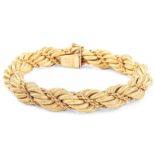 Vintage Tiffany & Co Italian 18 Karat Yellow Gold 11mm Rope Style Bracelet. Signed, Stapled Italy 1