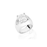 Important 14.29 Carat Oval Brilliant Cut Prong Set Diamond and Heavy 14 Karat White Gold Tapered Do