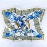 Hermes Silk Scarf "Feux De Route". Labeled appropriately. Good condition with a few light small sta