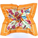 Hermes Silk Scarf "Confidents des Coeurs". Labeled appropriately. Good condition. Measures 34" x 70