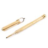 Vintage 14 Karat Yellow Gold Pendant Mechanical Pencil. Unsigned. Good condition with monogram "I.