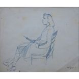 Attributed to: Albert Marquet, French (1875 - 1947) Ink on paper "Seated Woman", charcoal sketch en