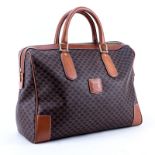 Celine Brown Macadem Coated Canvas Vintage Weekender PM. Gold hardware, brown leather interior with