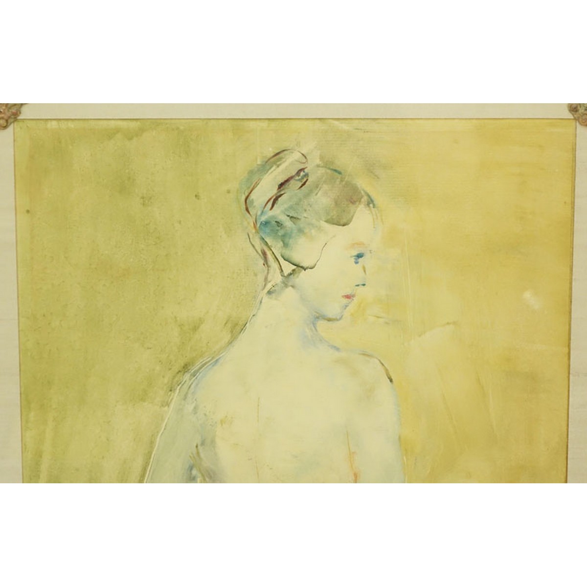 Large Modern Watercolor on Paper, Nude in Interior Scene, Unsigned. Good condition. Measures 24" H - Image 5 of 8