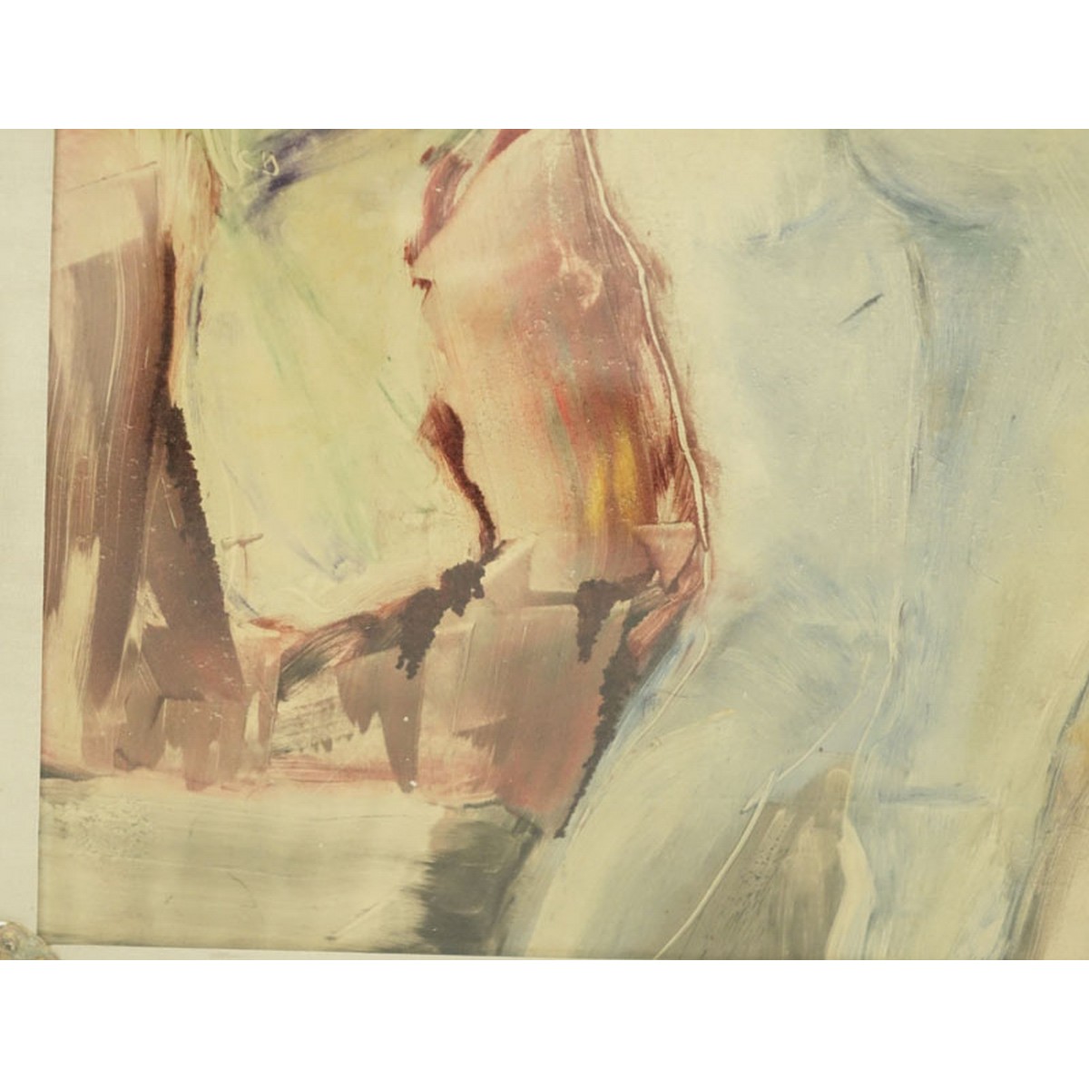 Large Modern Watercolor on Paper, Nude in Interior Scene, Unsigned. Good condition. Measures 24" H - Image 7 of 8