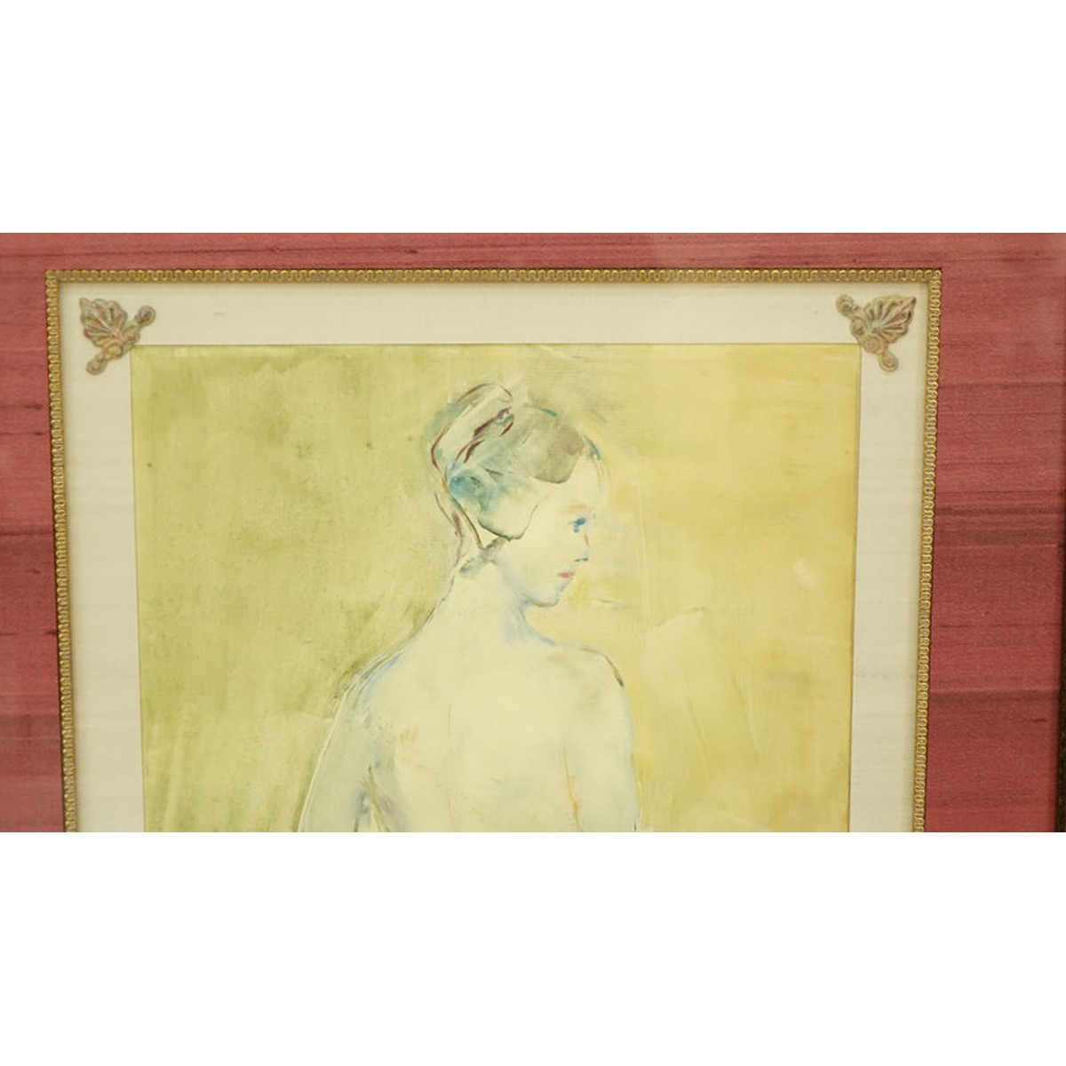 Large Modern Watercolor on Paper, Nude in Interior Scene, Unsigned. Good condition. Measures 24" H - Image 6 of 8