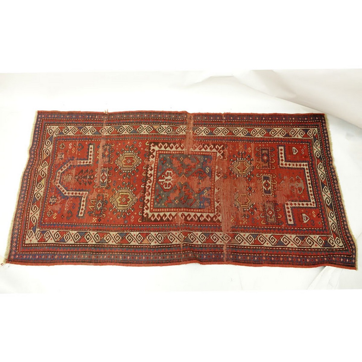 19th Century Caucasian Persian Rug. Unsigned. Quite a bit of wear. Measures 91" x 47". Shipping $75 - Image 3 of 3