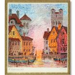 Anatol Krasnyansky, Ukrainian (born 1930) Serigraph in Color on Wove Paper, Gdansk near Harbor, Sig