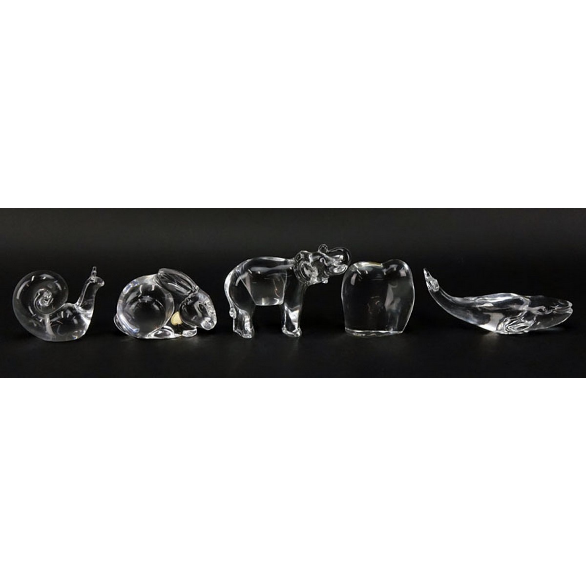 Grouping of Five (5) Paperweights: Baccarat Crystal Elephant, Baccarat Crystal Elephant with Trunk - Image 4 of 12