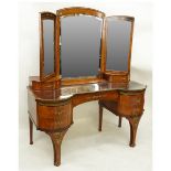 Antique Style French Burlwood Inlaid Gilt Brass Mounted Lady's Dressing Table Mirror. Total of seve