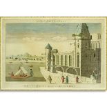 17/18th Century French School Color Engraving, Dugran Visire en Turqui. Condition: crease in the ce