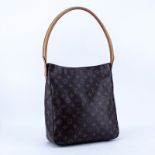 Louis Vuitton Brown Monogram Coated Canvas And Leather Looping GM Handbag. Golden brass hardware. B