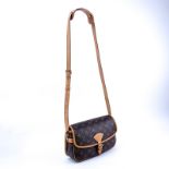 Louis Vuitton Brown Monogram Coated Canvas Sologne Shoulder Bag. Golden brass hardware, vachetta st