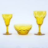 Twenty Eight (28) Piece Vintage Amber Crystal Stemware. Set includes: 10 goblets 6-1/4" H , 12 wine